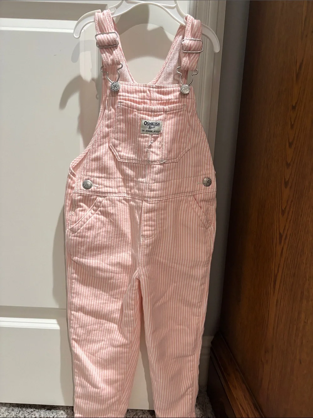 OshKosh B'gosh Light Pink Striped Kids Overalls